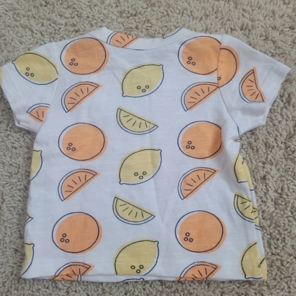 NWT Monica + Andy Organic Cotton Hat & Shirt Set 3-6 months Citrus Girl Summer
